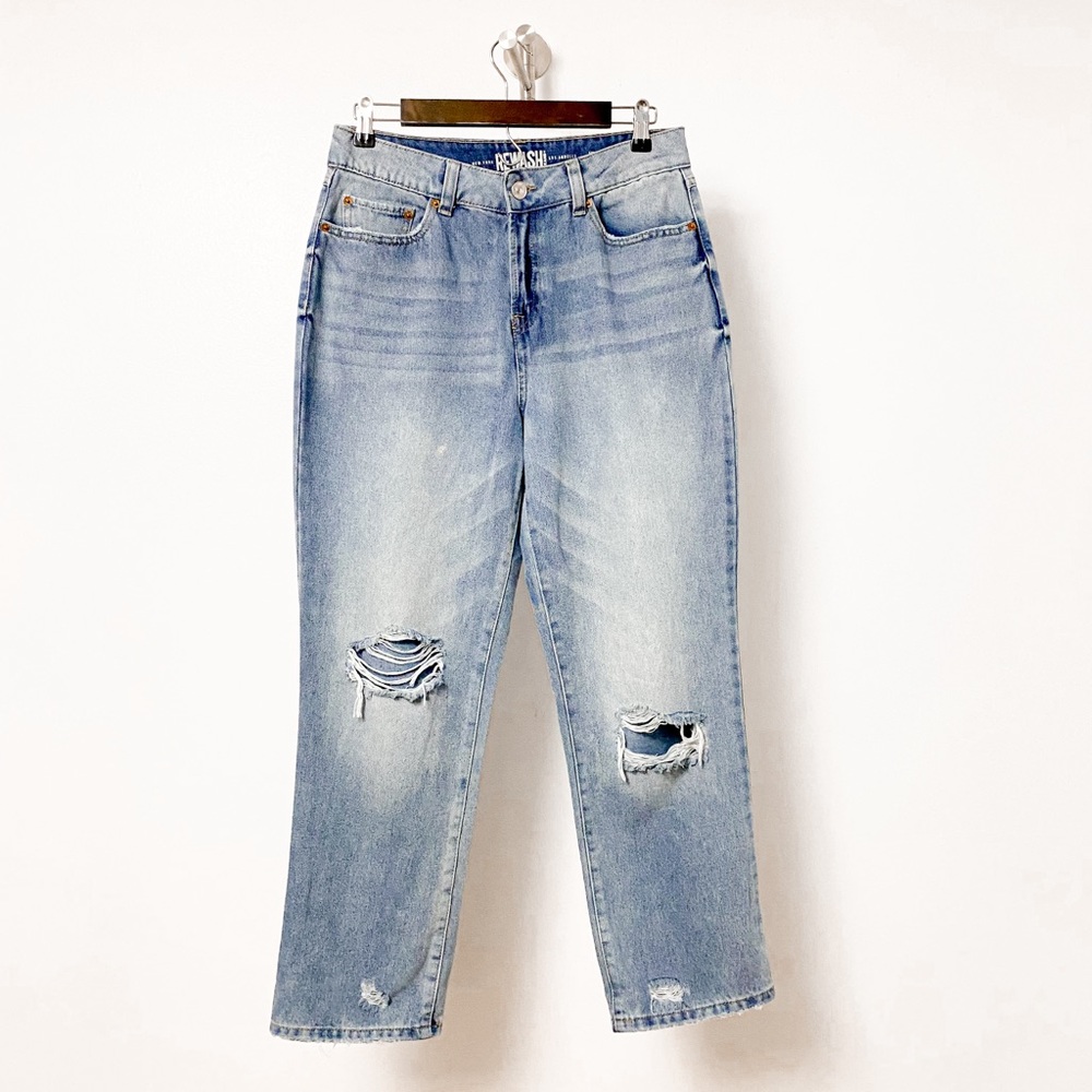 Rewash High Rise Distressed Fall Casual Denim Dad Jeans‎ Medium Wash Size 7 28